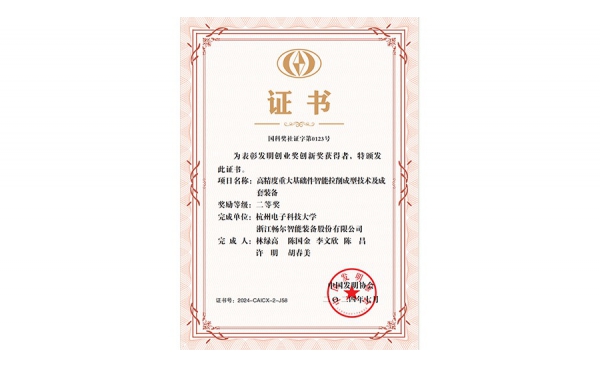 中国发明协会发明创业奖创新奖二等奖